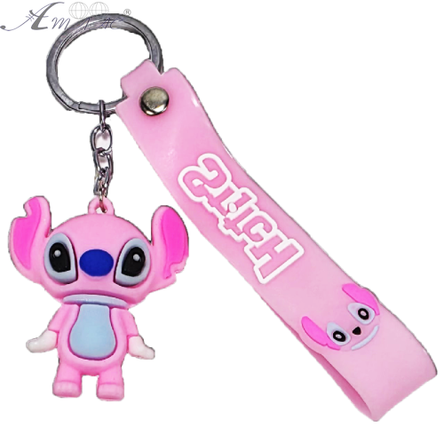 Брелок Стич розовый с силиконовым браслетом 4,5 см резина  05083