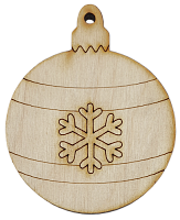 Фігурка фанерна - Ялинкова куля з маленькою сніжинкою 6 см AS-4769, В-0196