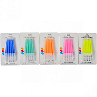 Свечи неоновые набор, 10 шт свечек, 10 шт держателей, в блистере 10-90