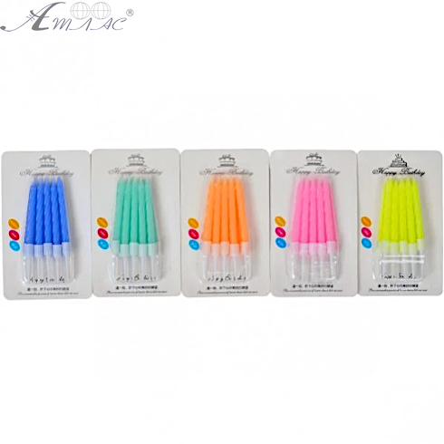 Свечи неоновые набор, 10 шт свечек, 10 шт держателей, в блистере 10-90 Свечи неоновые набор, 10 шт свечек, 10 шт держателей, в блистере 10-90