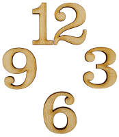 Цифри для годинника арабські 4 шт заввишки 3 см з фанери AS-4576