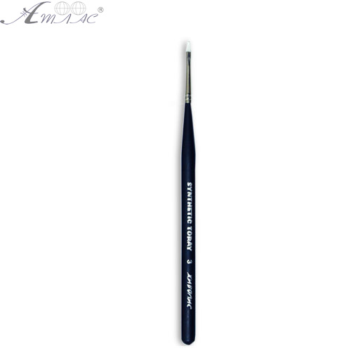 Кисть синтетическая плоская Synt.Toray № 3 черная, толстая ручка 17 см 1212
