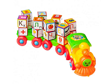 Игрушка Паровозик каталка с рус кубиками в блистере  2366С