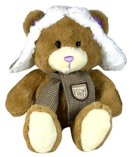 Игрушка мягкая Мишка коричневого цвета  в шапке с шарфом  39 см  11983