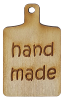Фігурка фанерна - Бірка HAND MADE з ручкою 2 шт 4.8 см AS-4611, В-0125