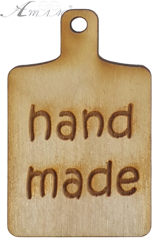 Фигурка фанерная - Бирка HAND MADE с ручкой 2 шт 4.8 см AS-4611, В-0125