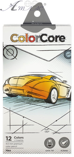 Карандаши цветные Marco Color Core 12 цветов + 1 графитовый шестигранный 3100-12СВ Карандаши цветные Marco Color Core 12 цветов + 1 графитовый шестигранный 3100-12СВ