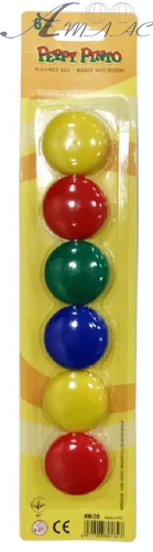 Магніти 30мм Пегашка 6шт кольорові круглі 01426 Магніти 30мм Пегашка 6шт кольорові круглі 01426