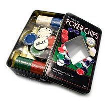 Игрушка Покер Набор в металлическом пенале 100 фишек без цифр, без карт НП-100