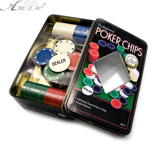 Игрушка Покер Набор в металлическом пенале 100 фишек без цифр, без карт НП-100