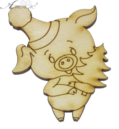 Фигурка фанерная - Свинка № 18 с елкой 56 х 65 мм с магнитом AS-4819, В-0368 Фигурка фанерная - Свинка № 18 с елкой 56 х 65 мм с магнитом AS-4819, В-0368