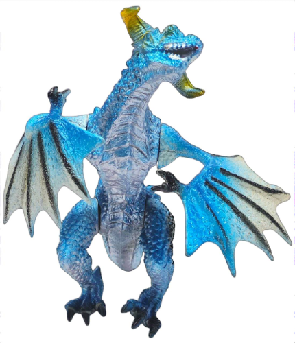 Игрушка Дракон фигурка Голубой стоит 16см резина  02008