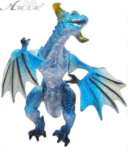 Іграшка Дракон фігурка Блакитний стоїть 16см гума  02008
