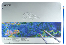 Карандаши цветные Marco Raffine 50 цветов шестигранные в металлическом пенале 7100-50TN