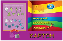 Картон  кольоровий набір А4 7 кольорів 7 арк Тетрада &quot;Меловочка&quot; двосторонній