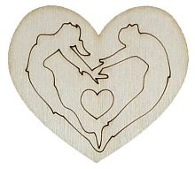 Фігурка фанерна - Серце двоє в стрибку 7 х 6 см AS-4718, В-0283