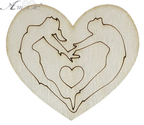 Фигурка фанерная - Сердце двое в прыжке 7 х 6 см AS-4718, В-0283