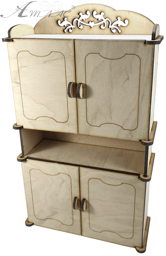 Меблі для ляльок типу Барбі - Шафа № 4 з чотирма однаковими відділеннями 19 х 7.5 х 33.3 см AS-4009, F-0197