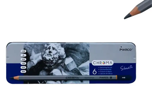 Карандаши графитовые набор Marсо 6шт Н-8В Chroma в металлическом пенале 8015-6TN Карандаши графитовые набор Marсо 6шт Н-8В Chroma в металлическом пенале 8015-6TN