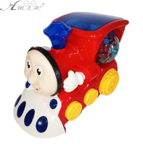 Іграшка Паровозик Томас Червоний з диско кулею світло, звук у коробці  09825