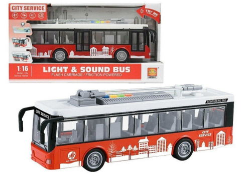 Игрушка Машинка City Service Троллейбус со светом, двери открываются, 28 см  911а фото 2