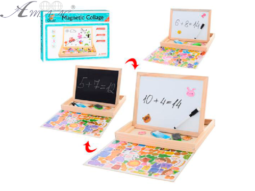 Іграшка Дерев'яна магнітна дошка з пазлами 30 х 24 см  MD2913