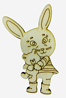 Фигурка фанерная - Кролик №  1 с мягкой игрушкой 8х5,5см  AS-4548