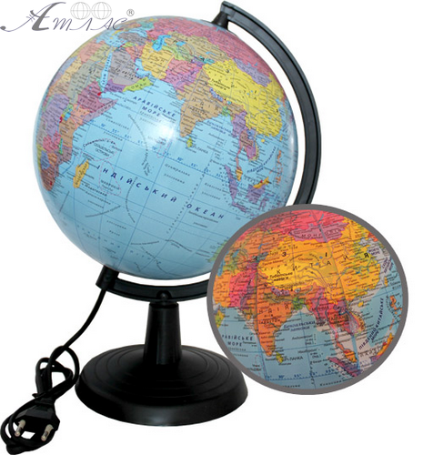 Глобус 22 см з підсвічуванням політичний + фізичний 00171 Глобус 22 см з підсвічуванням політичний + фізичний 00171