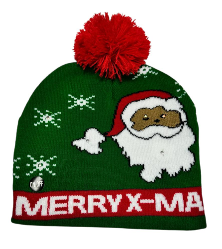 Шапка вязанная с подсветкой LED зеленая Merry...  07495