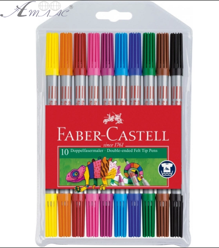 Фломастери 10 кольорів Faber Castell 151110 Fibre-tip двосторонні