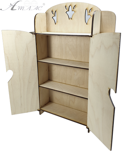 Меблі для ляльок типу Барбі - Шафа № 1 з полицями 23 х 6 х 32 см AS-4006 фото 2 Меблі для ляльок типу Барбі - Шафа № 1 з полицями 23 х 6 х 32 см AS-4006 фото 2