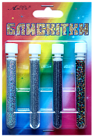 Блестки (Глиттер) Набор № 7 - 2 гр  ( 4 шт ) - Серебро + Серебро Гол + Платина + Микс AS-2207, А-976