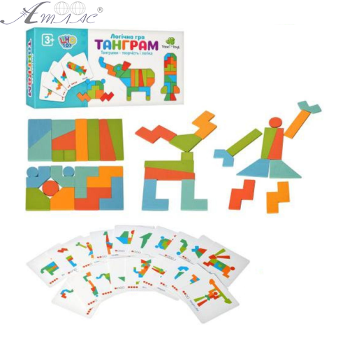Іграшка Дерев'яна Танграм із картками завданнями  MD2447