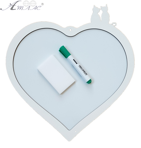 Дошка Магнітна сухостираюча з рамкою із МДФ 37х39 Серце з котиками  AS-7028