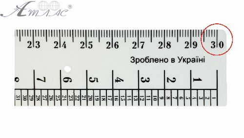 Лінійка 30 см Закрійника сніжно-біла у пакеті  AS-0609