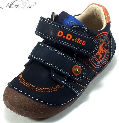 Кроссовки кожаные D.D.Step темно-синие с оранжевым р.19-21 015-59