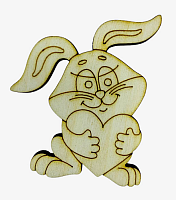 Фігурка фанерна - Кролик № 10 стоїть із серцем 6*7,5см  AS-4584