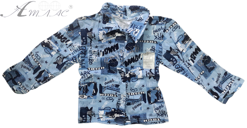 Рубашка для мальчика футер с длинными рукавами, синяя р. 68 13131