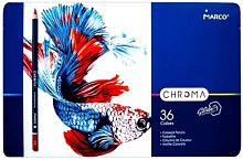 Олівці кольорові Marco Chroma  36 кольорів, в металічному пеналі 8010-36TN