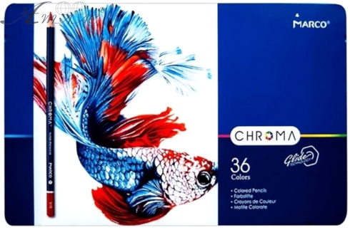 Олівці кольорові Marco Chroma  36 кольорів, в металічному пеналі 8010-36TN