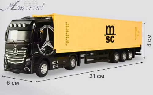 Машинка Автопром Mercedes Actros фура чорна інерційна метал 31 см  7540