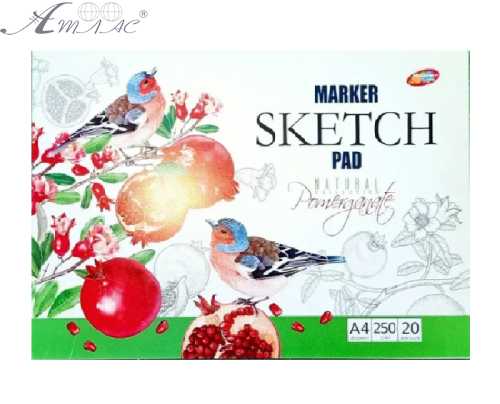 Альбом для рисования Скетчбук для маркеров клеевой (гранат) А4 250 г/м  20 листов  11125