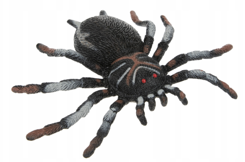 Игрушка силиконовая антистресс Паук черный в серую полоску 13см  02574