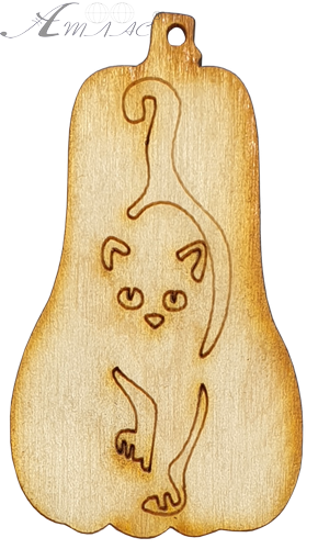 Фігурка фанерна - Гарбуз із кішкою 3,5 x 6 см AS-4616, В-0213