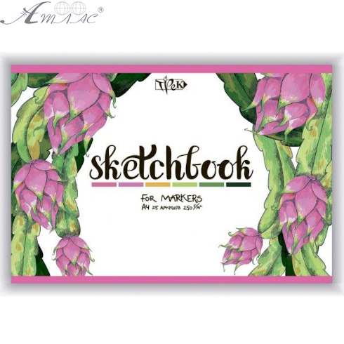 Альбом для малювання Скетчбук для маркерів склейка (пітайя) А4 250 г 25 арк. 07651