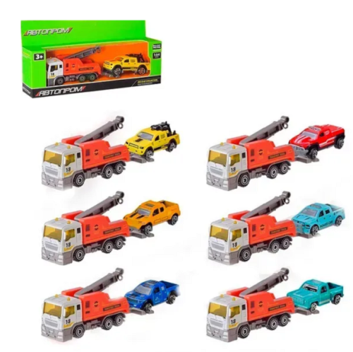 Машинка Автопром Эвакуатор с прицепом 20см микс  7465 