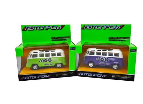 Автобус Автопром Volkswagen Т1 металл инерционная 8см  7828 фото 2
