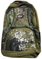 Рюкзак Safari темно-зелений, з чорно-білим малюнком та вишивкою SDW 9280