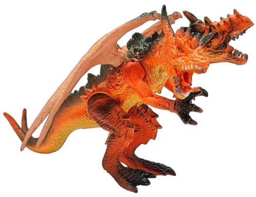 Игрушка Дракон фигурка Двухголовый стоит 16см резина  11001 фото 2