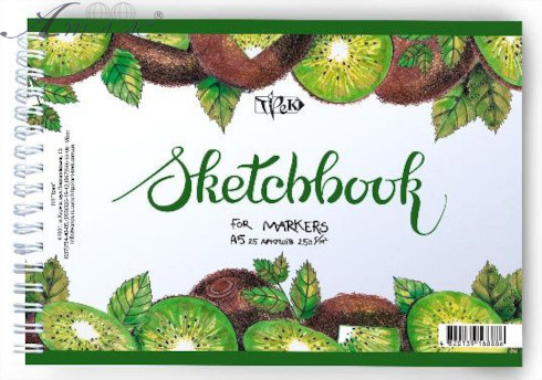 Альбом для рисования Скетчбук для маркеров на спіралі (киви) А5 250 г 25 л. 04711